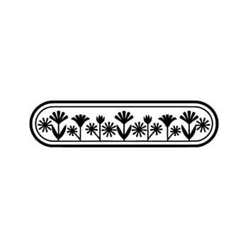 Minimalist Floral Border Element Geometric Black Flower on White vector