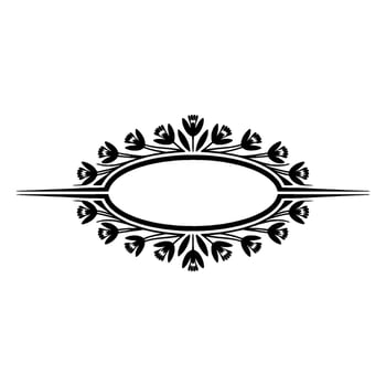 Elegant Floral Oval Frame - Black and White, Ornament vector