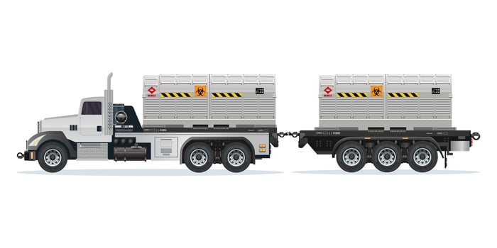 Truck with hazardous material containers vector