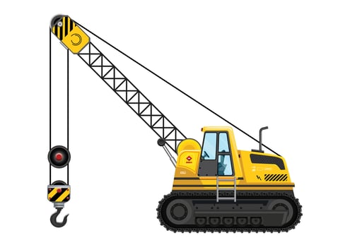 Yellow construction crane with hook vector