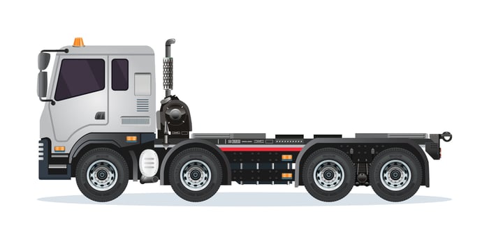 Side view of a heavy-duty truck vector