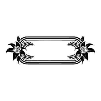 Floral Frame - Elegant Lily Border, Minimalist Black White vector