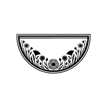Botanical Semicircle Frame, Black White Floral vector