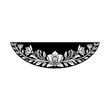 Floral Semicircle Elegant Black and White Element vector