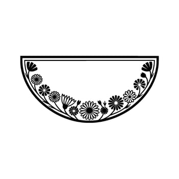 Elegant Floral Semicircle Frame Black White vector
