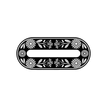 Floral Black and White Oval Frame, Botanical , Minimalist vector