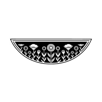 Black White Floral Motif Illustration, Geometric Element vector