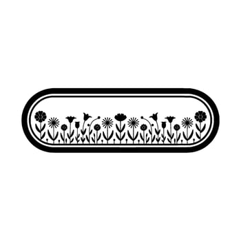 Minimalist Floral Border Silhouetted Flowers in a Rounded Rectangle vector