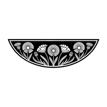 Decorative Floral Border in Black White, Art Deco Style, Element vector