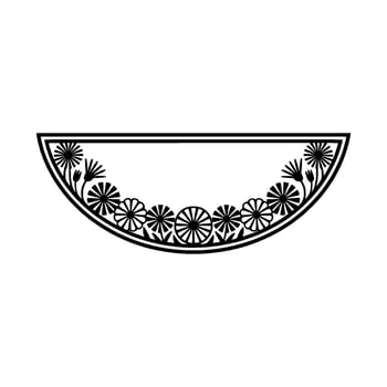 Minimalist Floral Half-Circle Frame, Black on White, Decorative Border vector