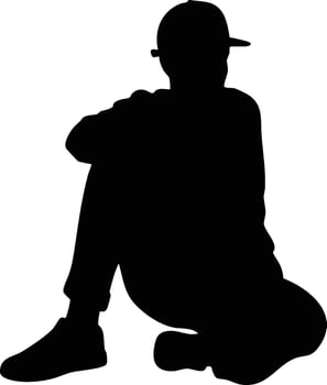 Silhouette of person sitting with baseball cap in casual pose illustration vector