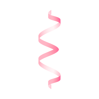 A single pink ribbon spirals downwards as a festive decoration png