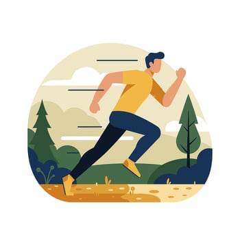 Energetic Man Running Outdoors vector