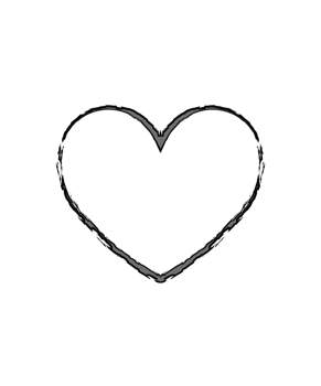 Hand drawn artistic heart outline png