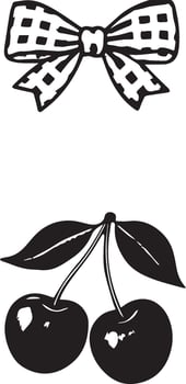 Black and white illustration featuring two distinct designs. vector