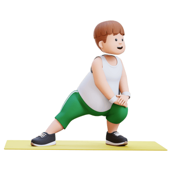 3D Plus Size Overweight Man character Stretching on Yoga Mat png