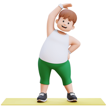 3D Plus Size Overweight character Man exercising on yoga mat png