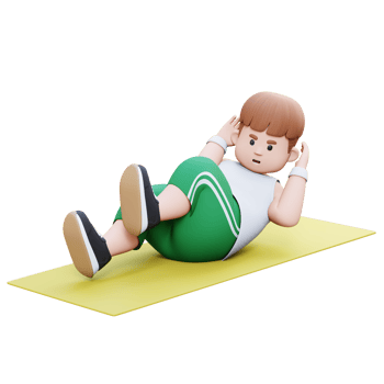 3D Plus Size Overweight character Man exercise Bicycle Crunch png
