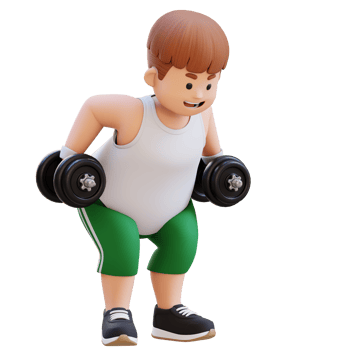 3D Plus Size Overweight Man character Bent Over Row png