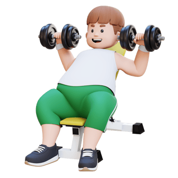 3D Plus Size Overweight Man character Incline Bench Dumbbell Chest Press Exercise png