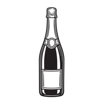 Elegant vintage art illustration of a champagne bottle in monochrome suitable for celebrations vector