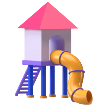 Slide Playground Tower 3D Render. Small playground tower with slide and stairs. png