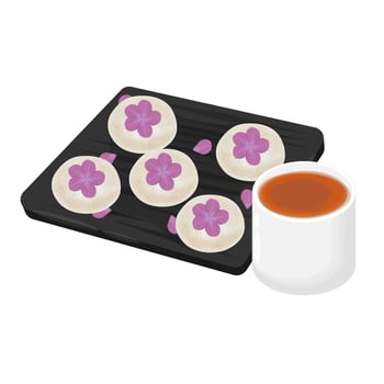 Illustration Logo Clipart Azalea Pancakes or Hwajeon vector