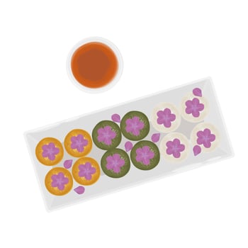 Illustration Logo Clipart Top View Hwajeon korean kkot Darim vector