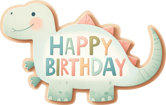 Happy birthday dinosaur cookie png