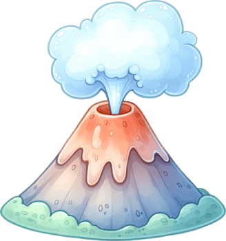 Colorful volcanic eruption in a scenic landscape png