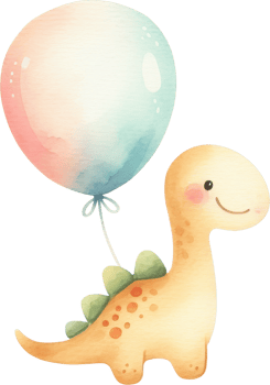Whimsical dinosaur birthday with colorful balloons png