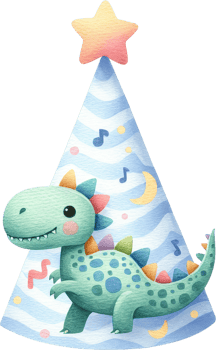 Colorful Dinosaur Birthday Party Hat png
