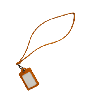 brown leather lanyard with card holder mockup png