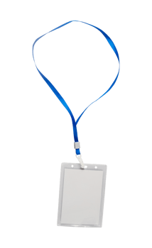 blue lanyard with card holder mockup isolated png