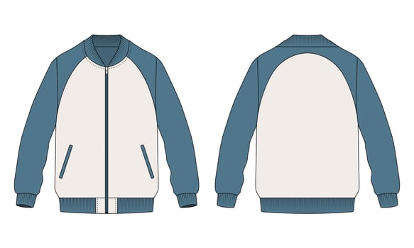 Blue and white bomber jacket design vector