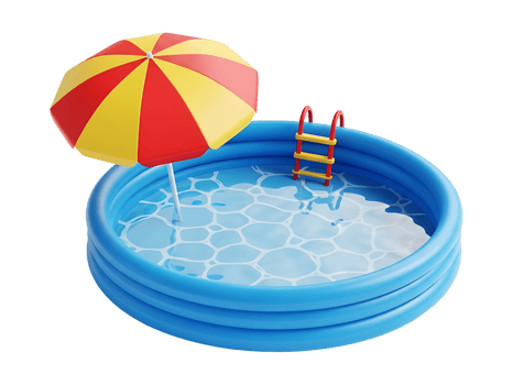 3D Inflatable Swimming Pool with Ladder and Umbrella for Kids Summer Fun isolated on transparent background png