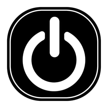 sleek, monochromatic graphic showcases the universal power symbol within a rounded square. for minimalist designs needing an on or off indicator or representing technology and control in a clear vector
