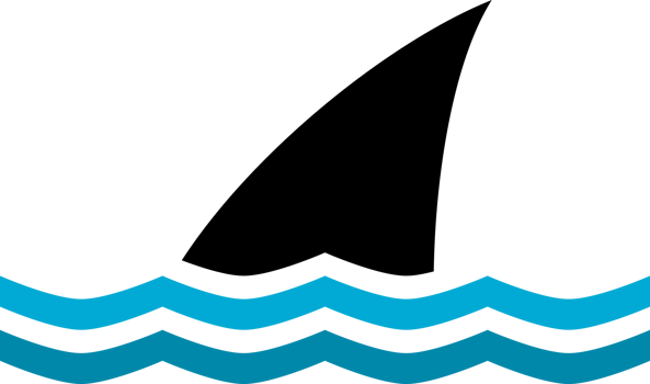 Black shark dorsal fin with wave blue sea png