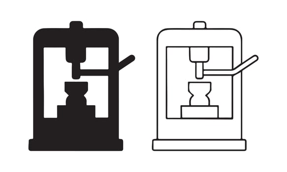 Hydraulic Press Silhouette and Line Art Icon vector