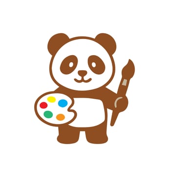Panda Painter with Palette and Paintbrush vector