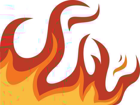 Fire Border Clipart with Cartoon Design, Isolated on White Background vector
