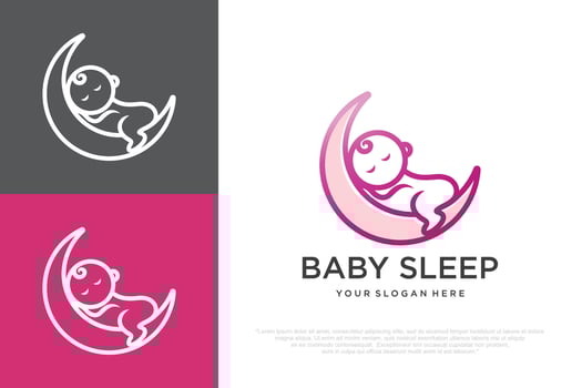 cute baby sleep for baby shop icon logo design .illustration vector