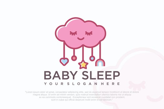 cute baby sleep for baby shop icon logo design illustration vector