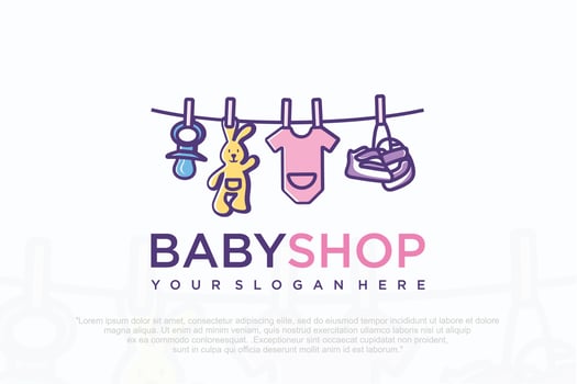 Fashion Kids Store Logo Design , illustration. vector