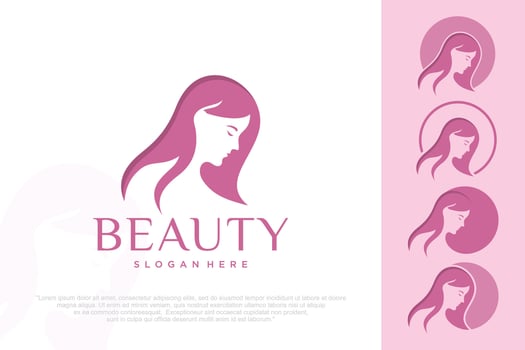 Beautiful woman face logo design . Hair, spa and aesthetics business concept. illustration. vector