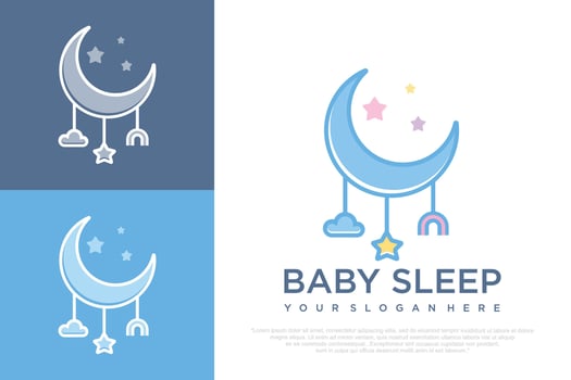 cute baby sleep for baby shop icon logo design illustration. vector