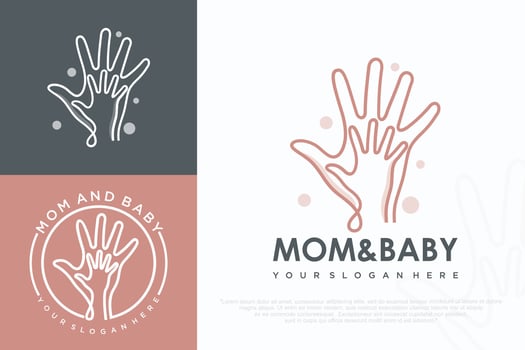 simple kids hand with mother hand logo design, illustration . vector