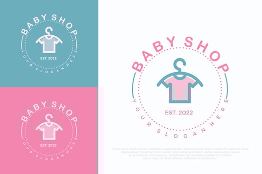 Fashion Kids Store Logo Design , illustration . vector