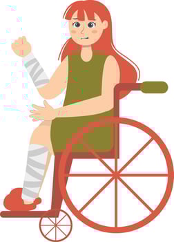 Injury Woman Cartoon Character. vector