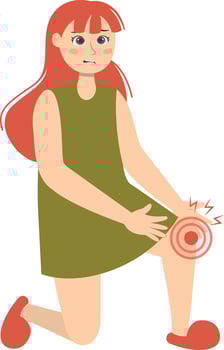 Injury Woman Character with Cartoon Concept. Isolated on White Background. vector